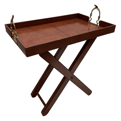 Butler's Leather Tray with Stirrups