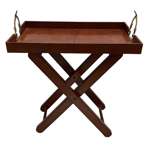 Butler's Leather Tray with Stirrups