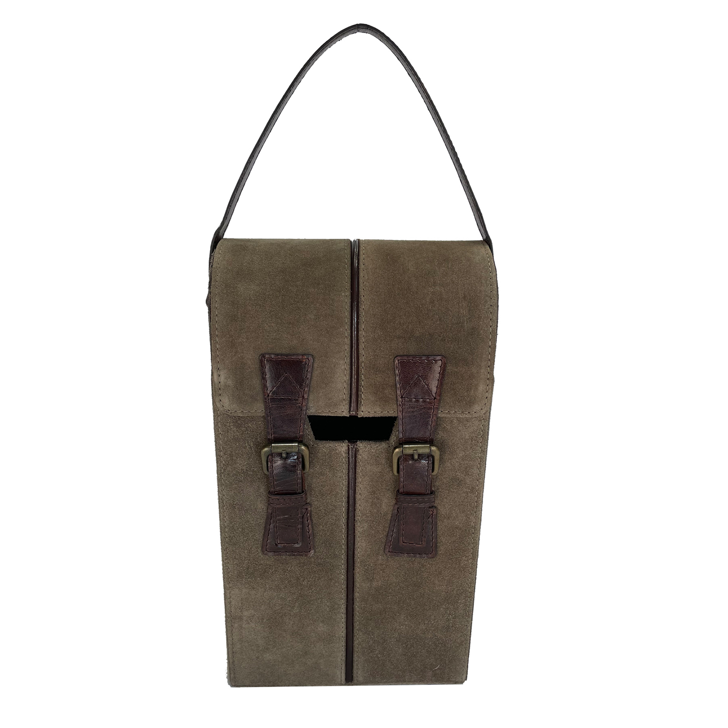 Grey Suede Leather Wine Holder