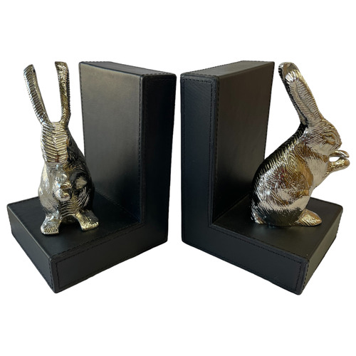 2 Piece Equestrian Standing Rabbit Bookend Set