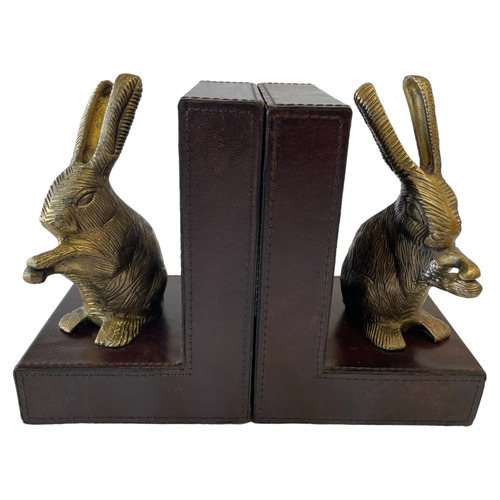2 Piece Equestrian Standing Rabbit Bookend Set