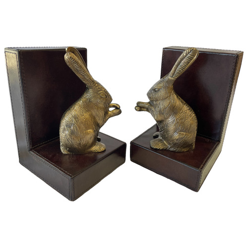 2 Piece Equestrian Standing Rabbit Bookend Set