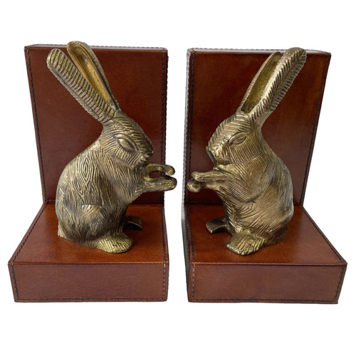 2 Piece Equestrian Standing Rabbit Bookend Set