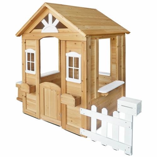 Kids Teddy Wooden Cubby House with Floor
