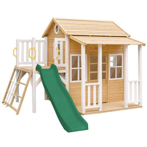 Finley Wooden Outdoor Playhouse With, Wooden Outdoor Playhouse