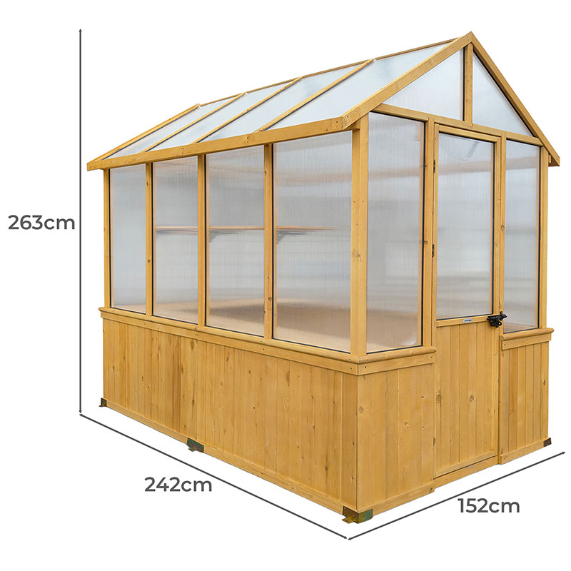 152 x 242cm Asher Fir Wood & Polycarbonate Greenhouse