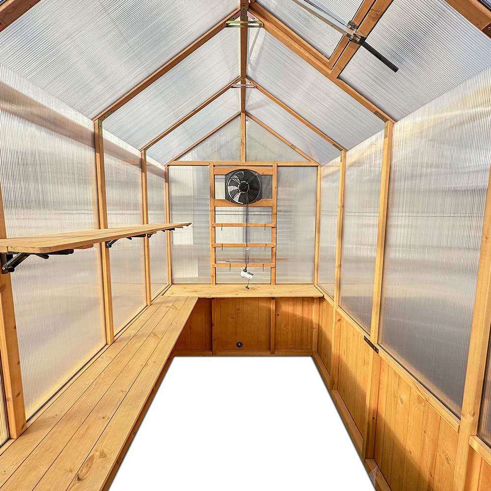 152 x 242cm Asher Fir Wood & Polycarbonate Greenhouse