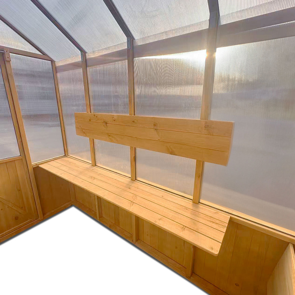 152 x 242cm Asher Fir Wood & Polycarbonate Greenhouse