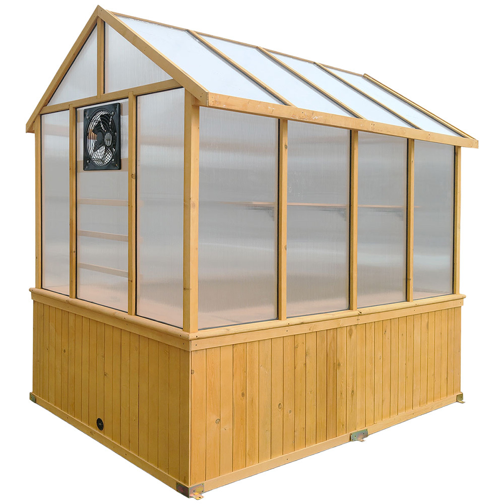 152 x 242cm Asher Fir Wood & Polycarbonate Greenhouse