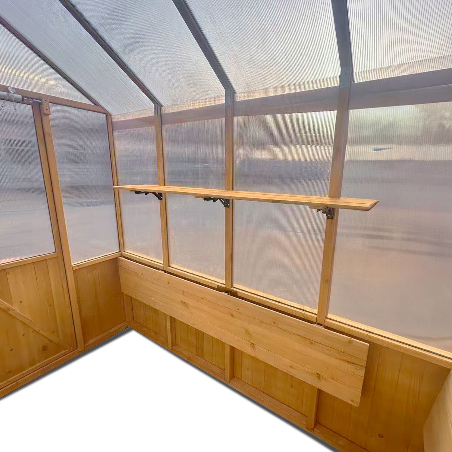 263 x 152cm Asher Fir Wood & Polycarbonate Greenhouse