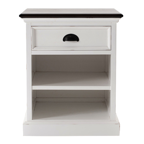 White & Dark Timber Meharry Bedside Table | Temple & Webster