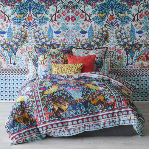 Luxotic Black Parisa Cotton Quilt Cover Set Temple & ster