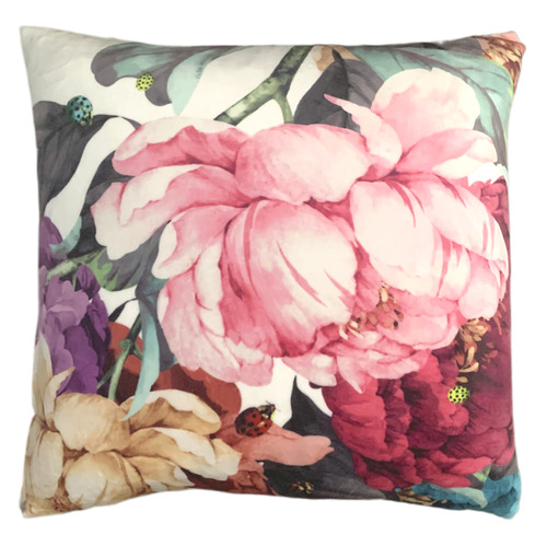 Peony Square Velvet Cushion