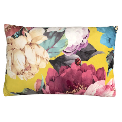 Peony Rectangular Velvet Cushion