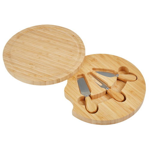 4 Piece Bamboo Cheese Board & Knife Set