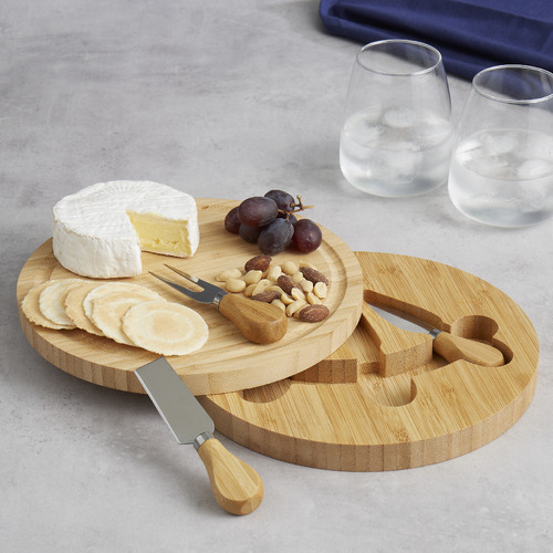 4 Piece Bamboo Cheese Board & Knife Set | Temple & Webster