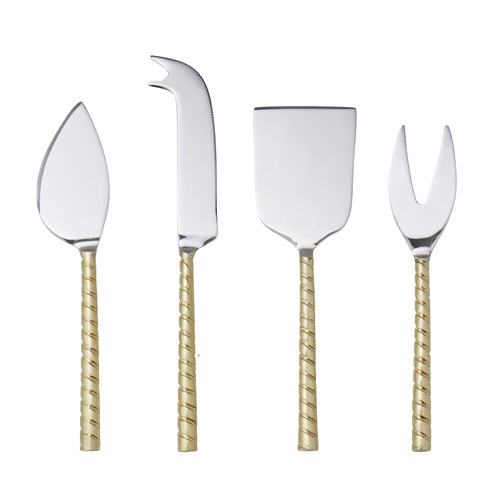 4 Piece Twisted Gold Handle Cheese Knife Set