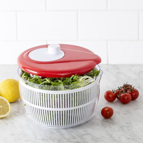 White & Red Round Salad Spinner