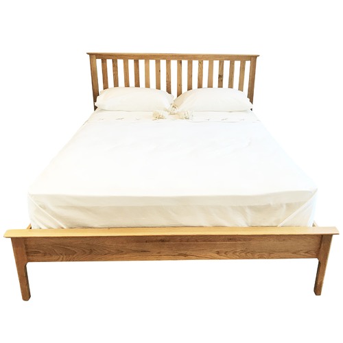 Carolina American Oak Slatted Queen Bed Frame Temple & ster