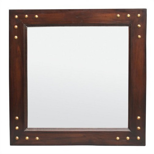 La Verde Wooden Frame Mirror 80 x 90cm with Stud Pattern Temple & ster