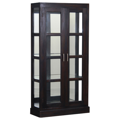 La Verde Newson Mirror Back Display, Black Glass Bookcase Cabinet Singapore