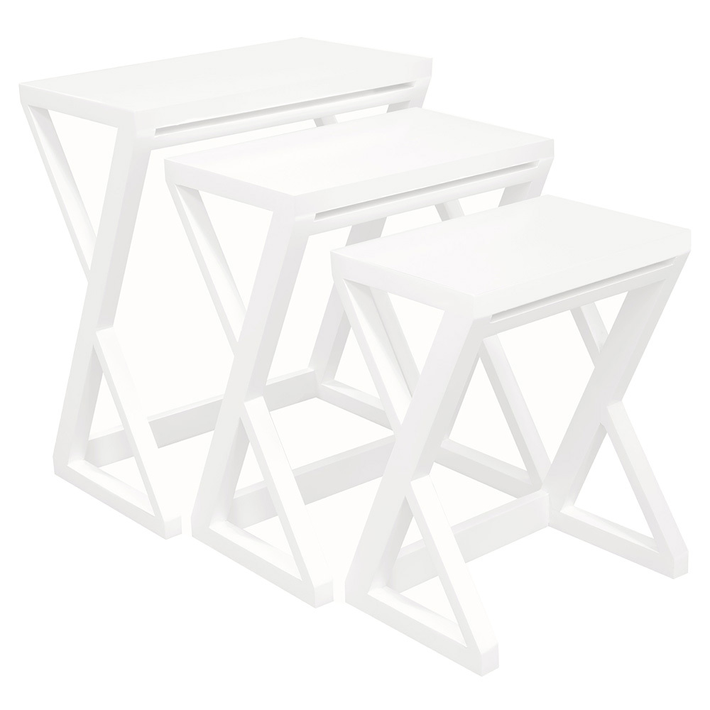 3 Piece Nikki Mahogany Wood Nesting Side Table Set