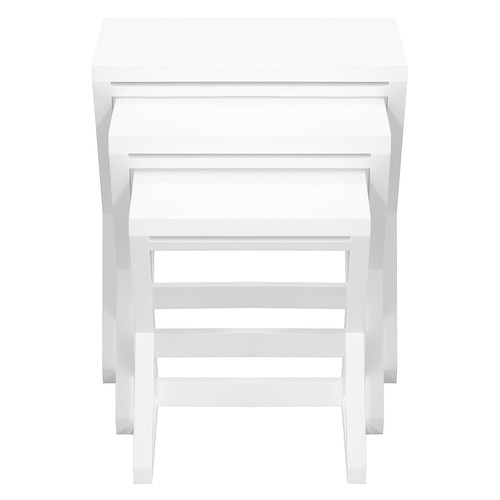 LaVerde 3 Piece Nikki Mahogany Wood Nesting Side Table Set Temple