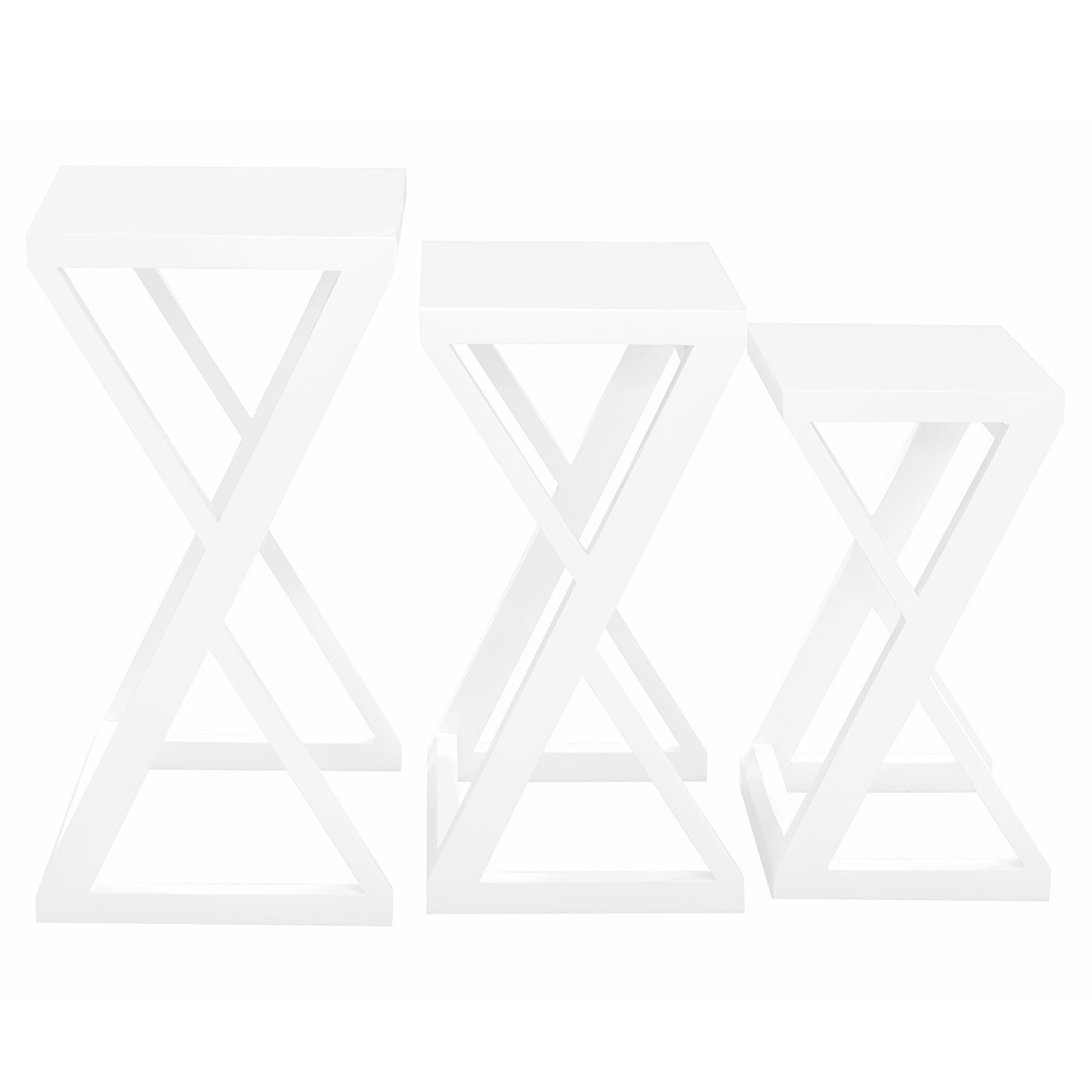 3 Piece Nikki Mahogany Wood Nesting Side Table Set