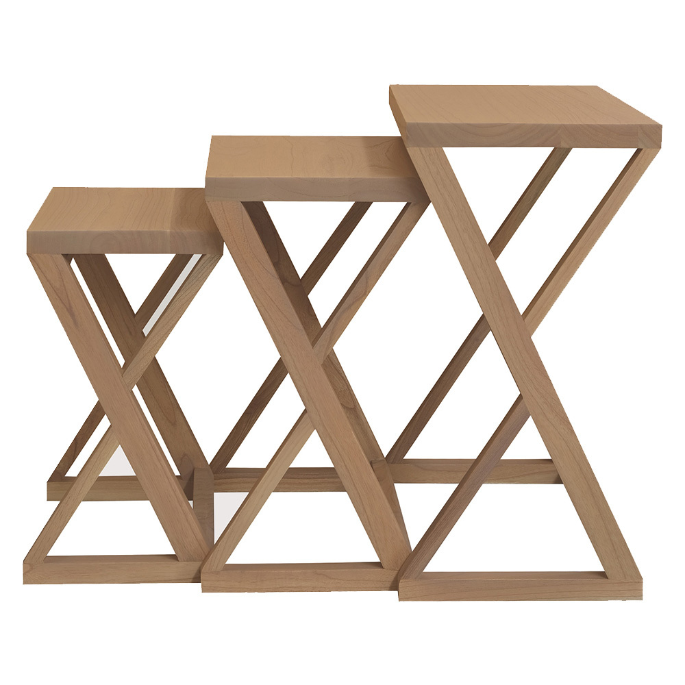 3 Piece Nikki Mindi Wood Nesting Side Table Set