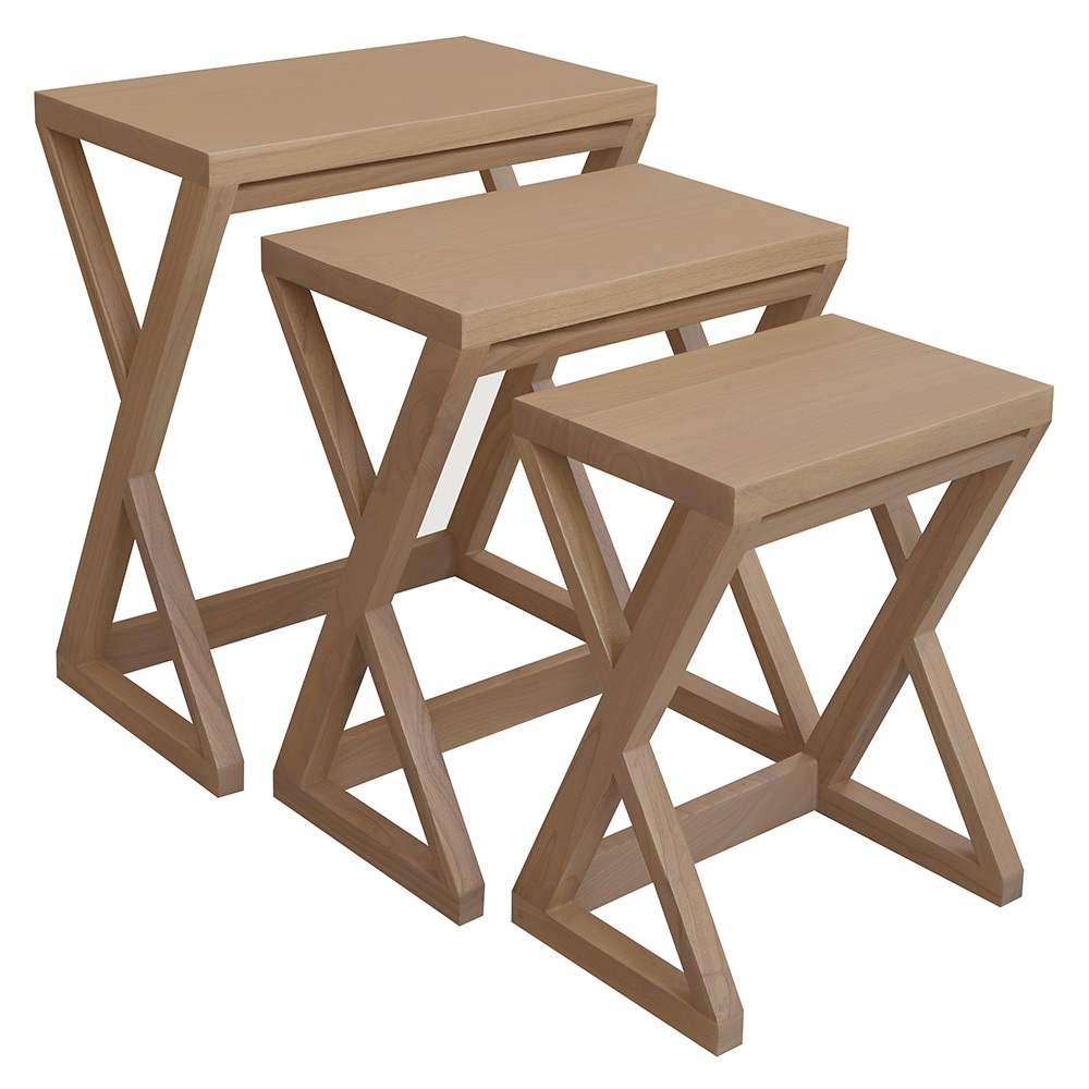 3 Piece Nikki Mindi Wood Nesting Side Table Set