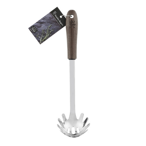 Stainless Steel & Black Walnut Wood Spaghetti Server