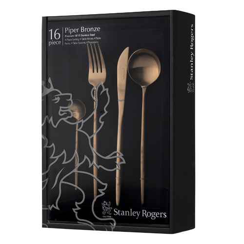 16 Piece Piper Bronze Stainless Steel Cutlery Set