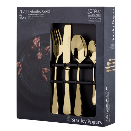 24 Piece Gold Helmsley Stainless Steel Cutlery Set