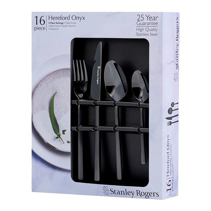 16 Piece Hereford Onyx Stainless Steel Cutlery Set