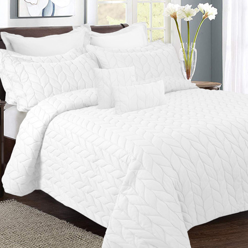 Kingtex 9 Piece White Ultrasonic Microfibre Comforter Set