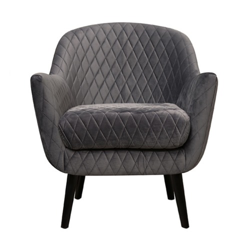 Brooklyn and Bella Quilted Velvet Club Chair with Black Legs | Temple ...