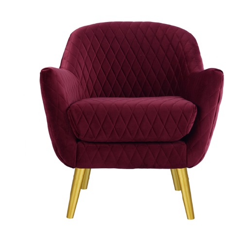 Quilted Velvet Club Chair with Gold Legs Temple & ster
