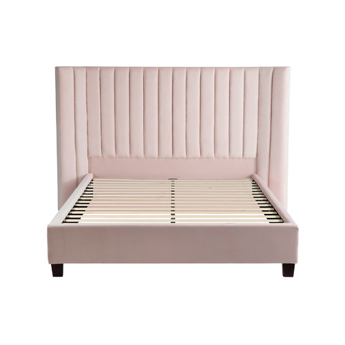 Petal Pink Lulu Velvet Bed Frame | Temple & Webster