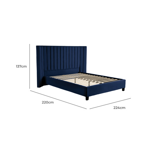 Navy Lulu Velvet Bed Frame