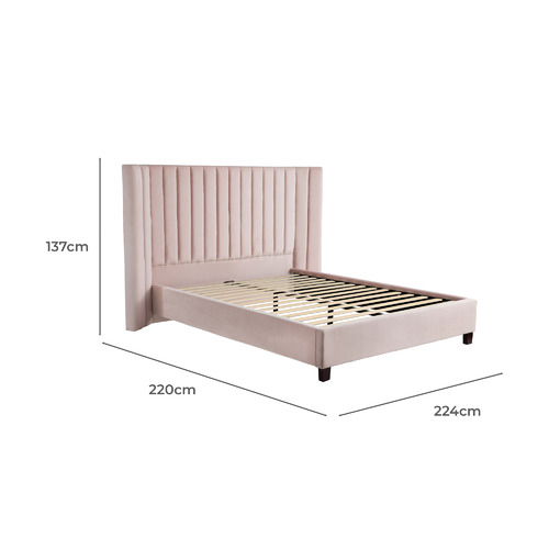 Petal Pink Lulu Velvet Bed Frame