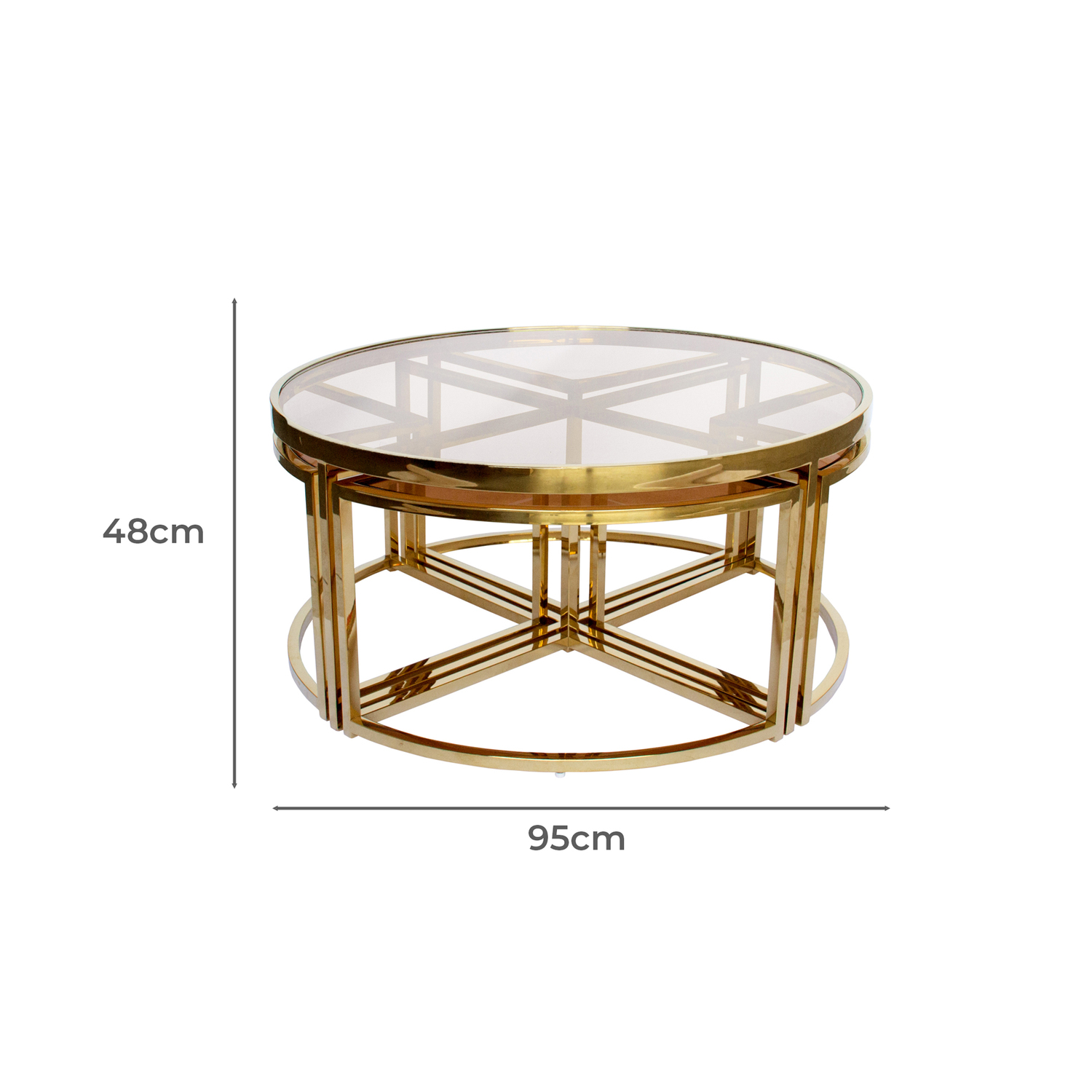 5 Piece Gold Perugia Nesting Coffee Table Set