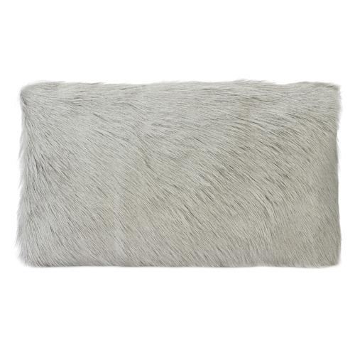 Light Grey Goat Fur Rectangular Cushion
