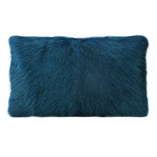 Peacock Goat Fur Rectangular Cushion