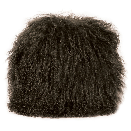 Charcoal Tibetan Fur Round Cushion