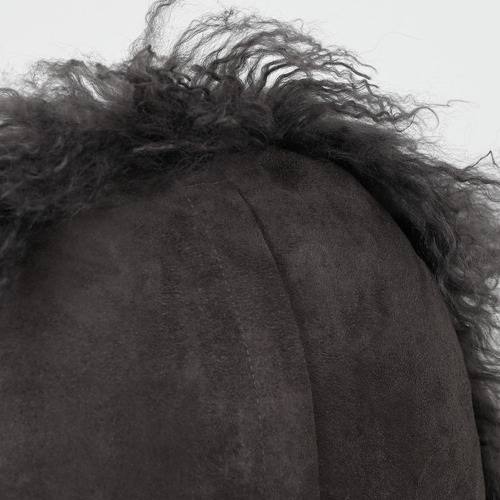 Charcoal Tibetan Fur Round Cushion