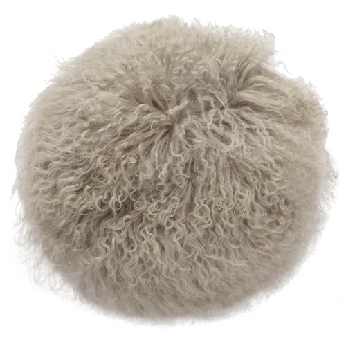 Grey Tibetan Fur Round Cushion