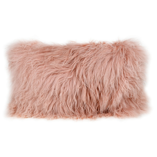 Pink Tibetan Fur Rectangular Cushion