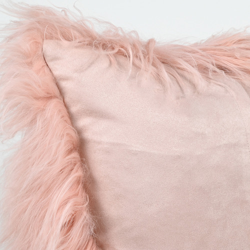 Pink Tibetan Fur Rectangular Cushion