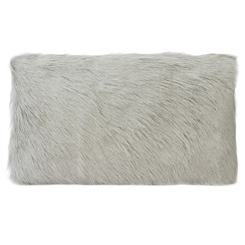 Light Grey Goat Fur Rectangular Cushion