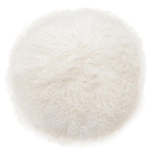 Natural White Tibetan Fur Round Cushion